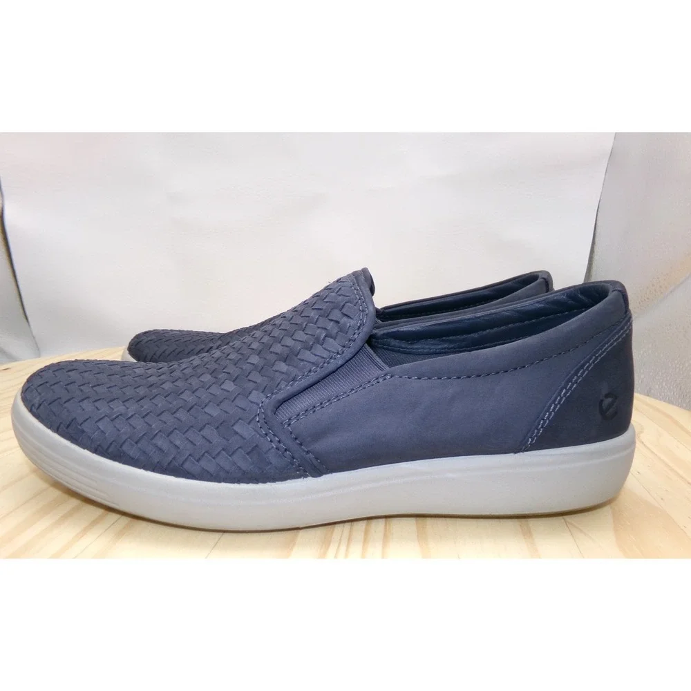 ECCO‎ Soft 7 Woven Slip On Loafer Mens Blue Size 42 US 8 - 8.5 Nubuck Leather